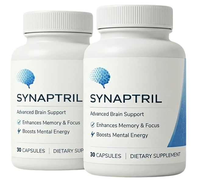Two bottles of Synaptril Advanced Brain Support capsules, 30 capsules dietary supplement